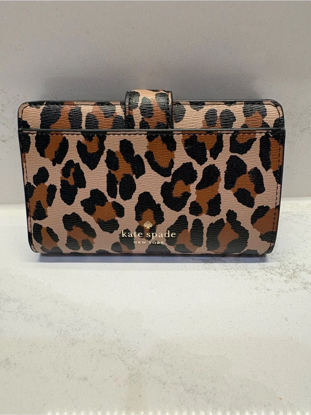 Kate Spade Leopard Print Cosmetic Pouch and Wallet in Brown & Black(Set)